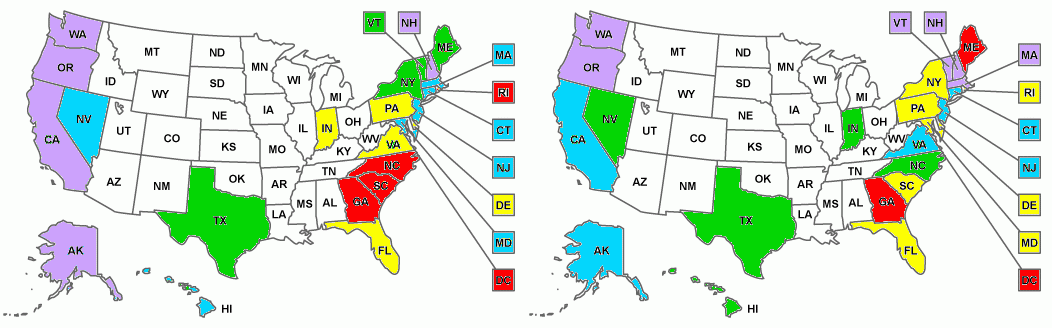 Math SAT Rankings by State 1997 & 2007